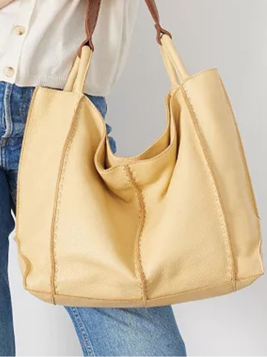 The Sak Handbags - The Sak Los Feliz Pebble Grain Leather Hobo Bag in Buttercream (Soft Yellow)